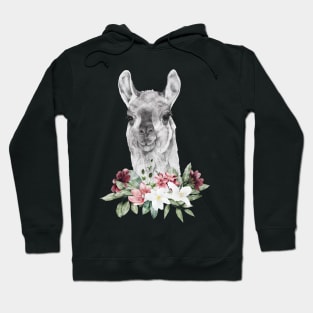 Floral Wild Llama Head Animal Spirit Costume Wildlife Rescue Hoodie